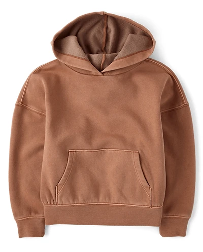 Girls Garment Dyed Premium Fleece Hoodie