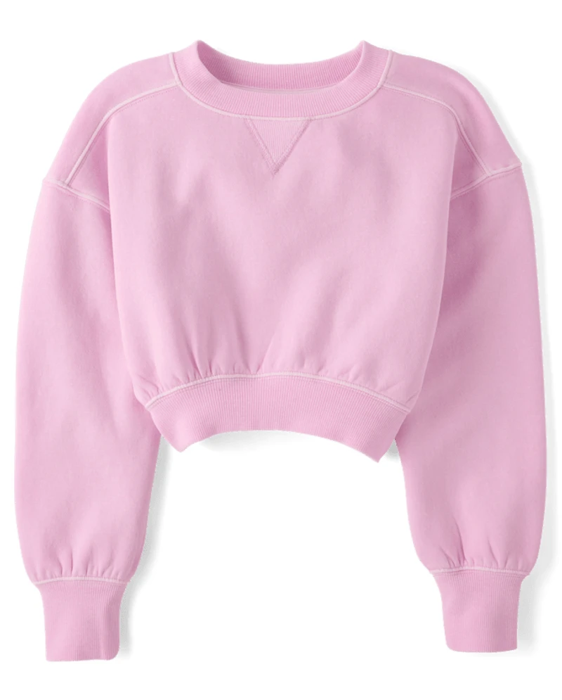 Girls Garment Dyed Premium Fleece Sweatshirt