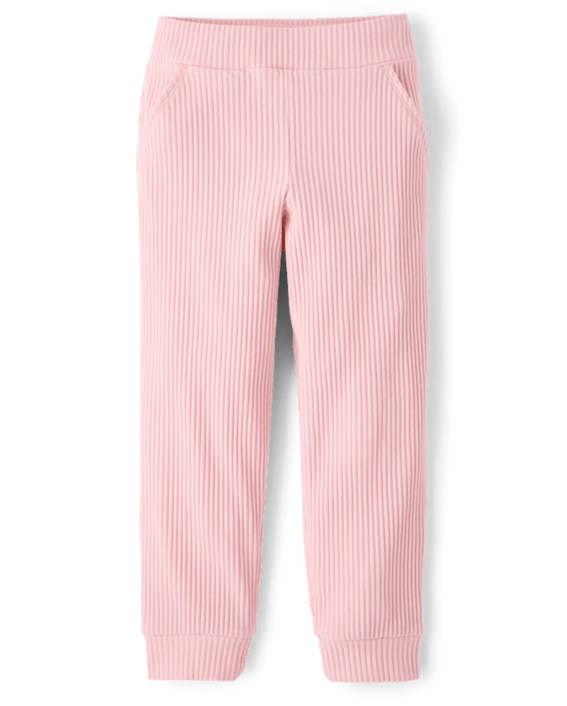 Girls Plush Rib Jogger Pants