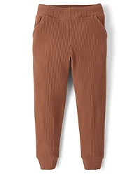 Girls Plush Rib Jogger Pants