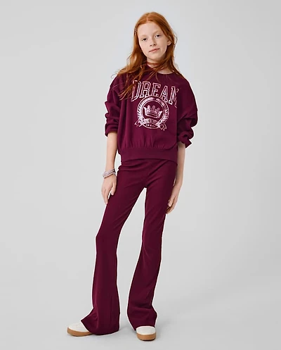 Girls Sueded Rib Flare Leggings