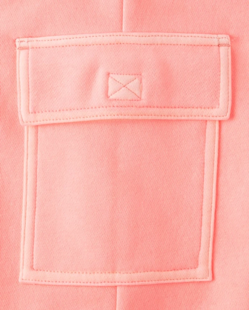 Kids Garment Dyed Premium Fleece Wide Leg Cargo Lounge Pants