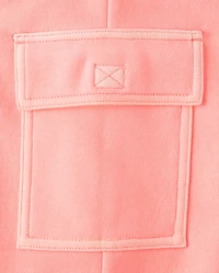 Kids Garment Dyed Premium Fleece Wide Leg Cargo Lounge Pants