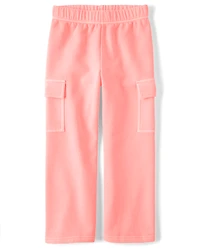 Kids Garment Dyed Premium Fleece Wide Leg Cargo Lounge Pants