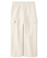 Kids Garment Dyed Premium Fleece Wide Leg Cargo Lounge Pants