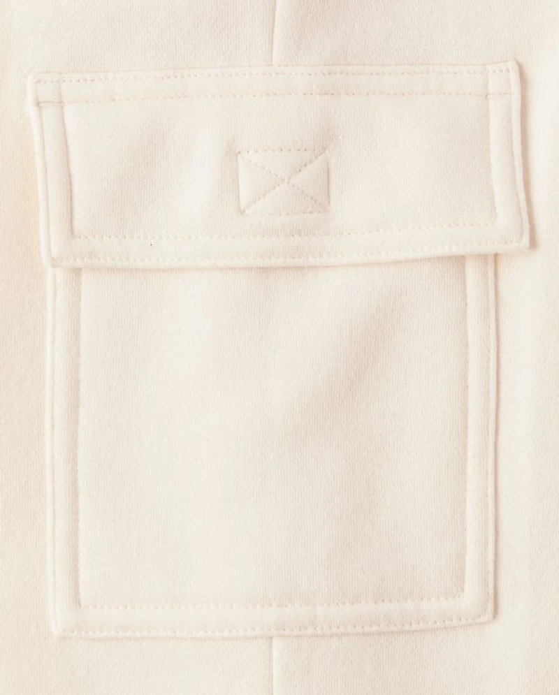 Kids Garment Dyed Premium Fleece Wide Leg Cargo Lounge Pants