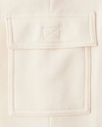 Kids Garment Dyed Premium Fleece Wide Leg Cargo Lounge Pants