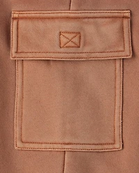 Girls Garment Dyed Premium Fleece Wide Leg Cargo Lounge Pants