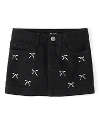 Jupe en jean à nœud strass pour fille