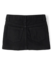 Girls Rhinestone Bow Denim Skirt