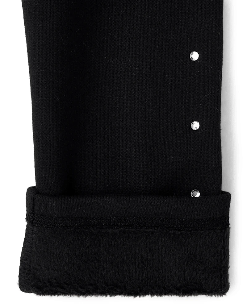 Girls Studded Winter Warm Leggings