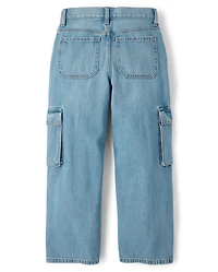 Jean cargo baggy à strass pour fille