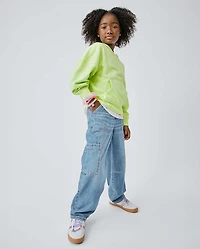 Girls Rhinestone Baggy Cargo Jeans