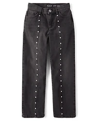 Girls Studded Seam Slouchy Jeans
