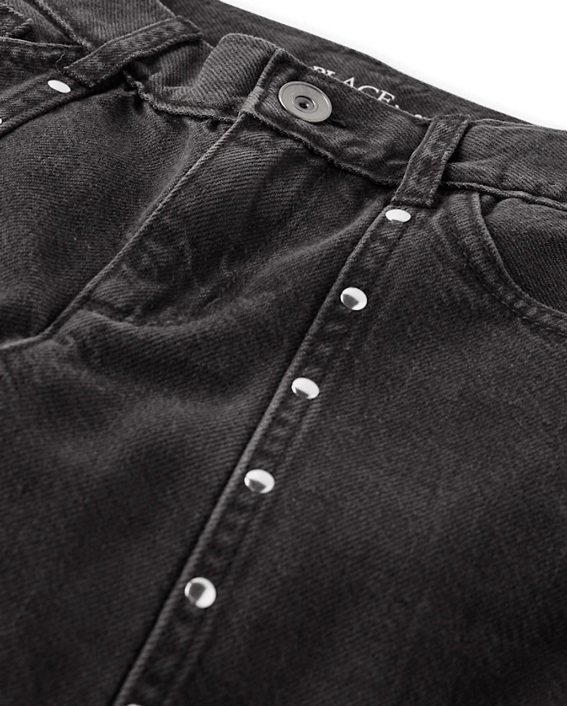 Girls Studded Seam Slouchy Jeans