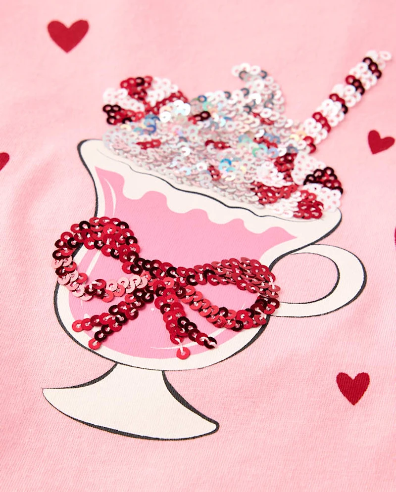 Girls Sequin Cross Back Top