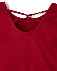 Girls Sequin Cross Back Top