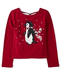 Girls Sequin Cross Back Top