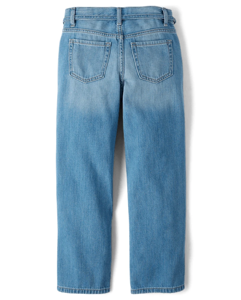 Girls Heart Belted Slouchy Jeans