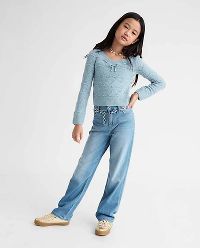 Girls Heart Belted Slouchy Jeans