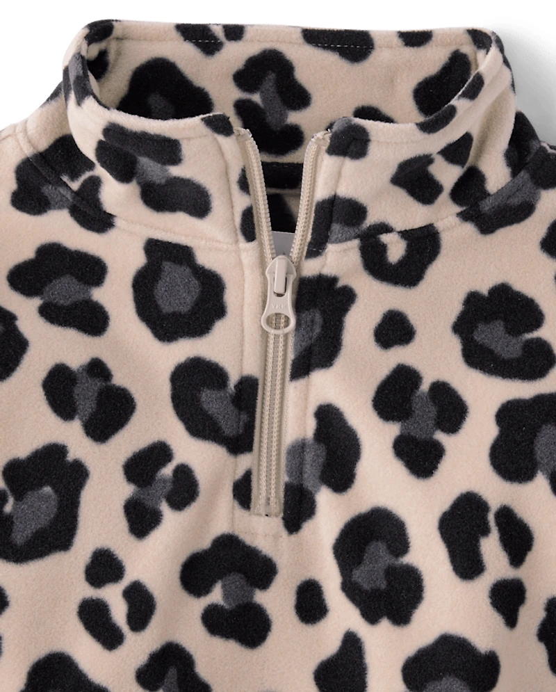 Girls Print Microfleece Half Zip Pullover