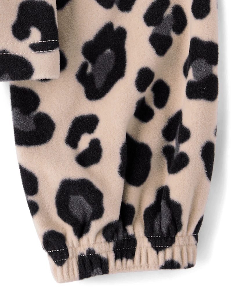 Girls Print Microfleece Half Zip Pullover