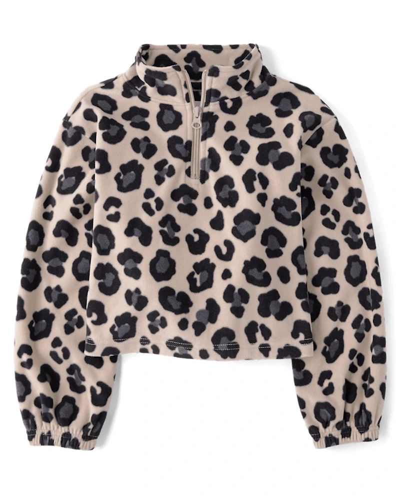 Girls Print Microfleece Half Zip Pullover