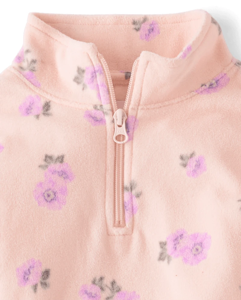 Girls Print Microfleece Half Zip Pullover