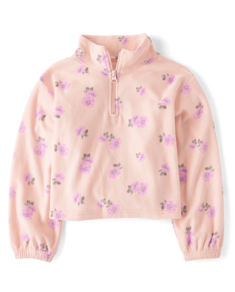 Girls Print Microfleece Half Zip Pullover