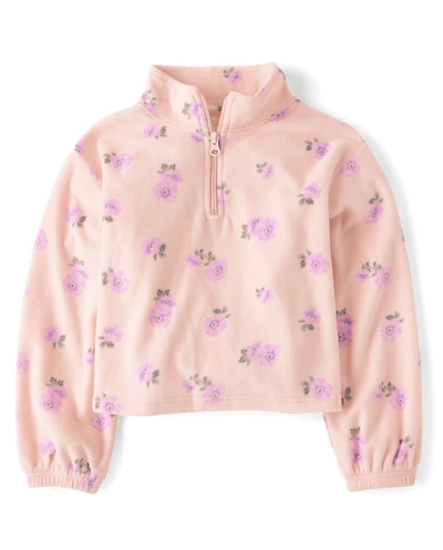 Girls Print Microfleece Half Zip Pullover