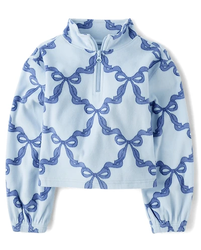 Girls Print Microfleece Half Zip Pullover