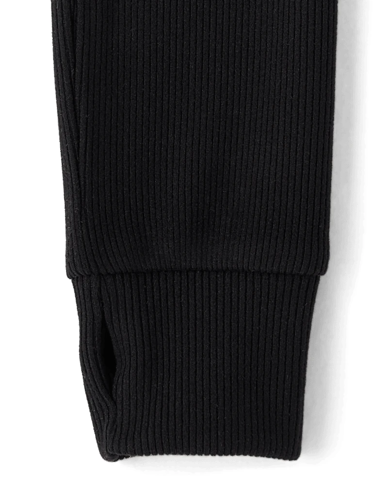 Girls Sueded Rib Henley Top