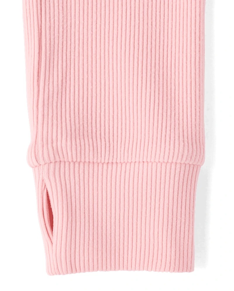 Girls Sueded Rib Henley Top