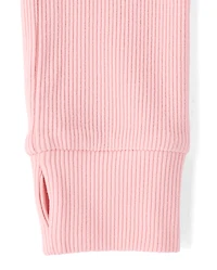 Girls Sueded Rib Henley Top