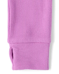 Girls Sueded Rib Henley Top