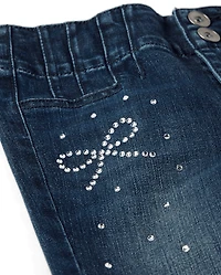 Girls Rhinestone Bow Flare Jeans