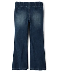 Girls Rhinestone Bow Flare Jeans