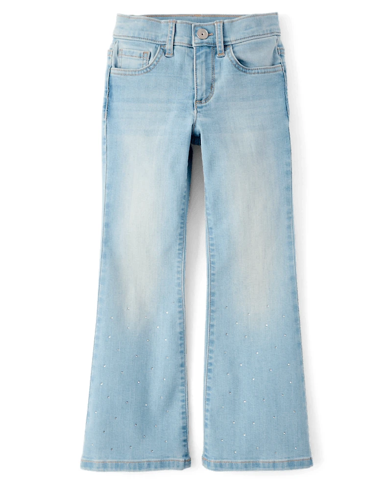 Girls Rhinestone Flare Jeans