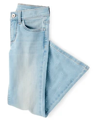 Girls Rhinestone Flare Jeans