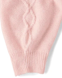 Girls Faux Pearl Cable Knit Cropped Sweater