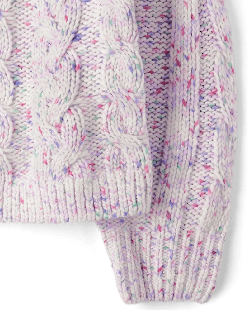 Girls Rainbow Cable Knit Cropped Sweater