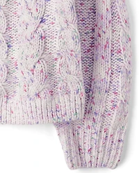Girls Rainbow Cable Knit Cropped Sweater