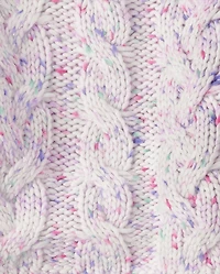 Pull court en maille torsadée arc-en-ciel pour fille