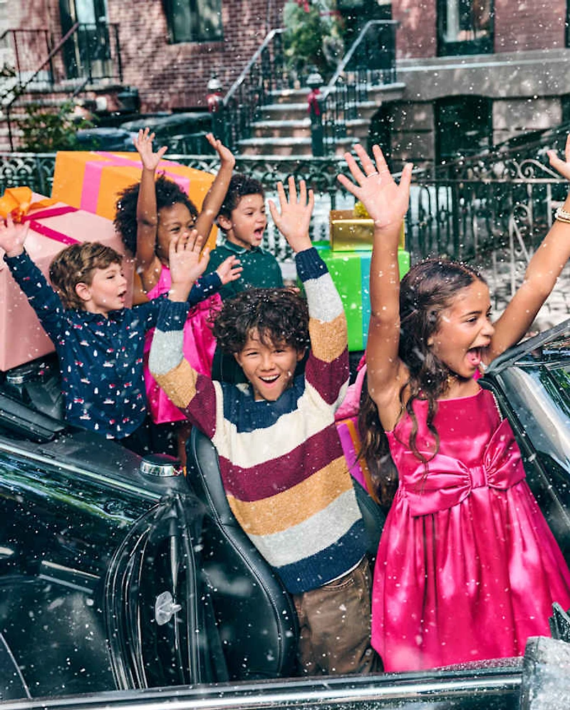 Girls Oversized Bow Satin Fit And Flare Dress