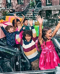 Girls Oversized Bow Satin Fit And Flare Dress