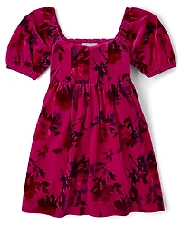 Girls Floral Velour Corset Dress