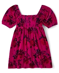 Girls Floral Velour Corset Dress