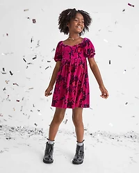 Girls Floral Velour Corset Dress