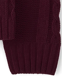 Pull en chenille torsadé avec nœud pour fille