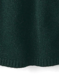 Girls Faux Pearl Cable Knit Sweater Dress